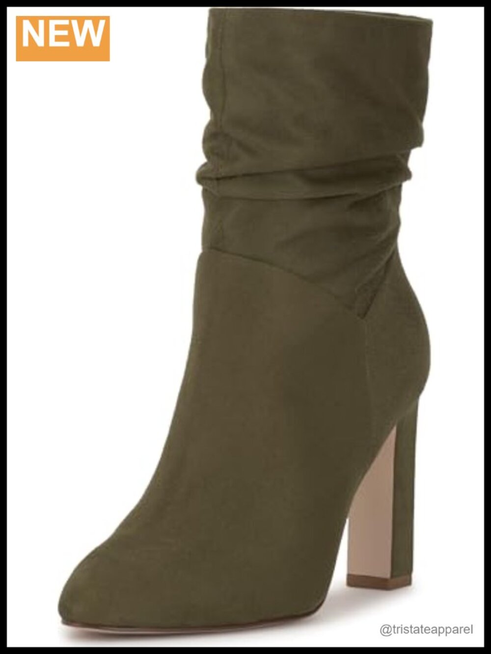 Faux Leather Ankle Bootie with Block Heel & Zip Closure